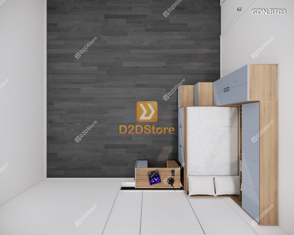 Giường ngủ kết hợp bàn học tủ áo GDN.BT03