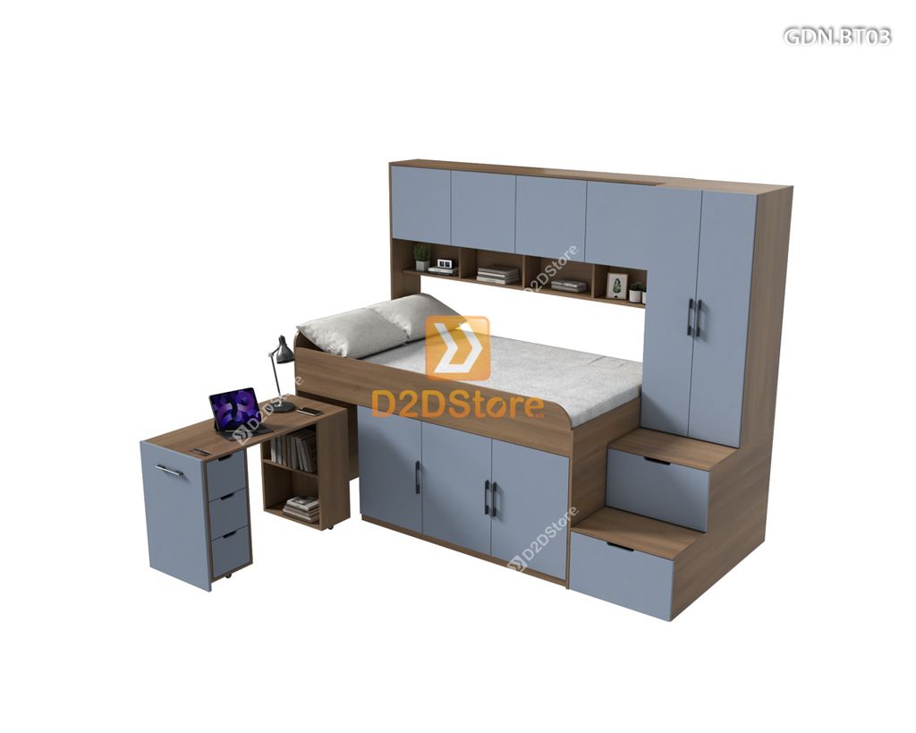 Giường ngủ kết hợp bàn học tủ áo GDN.BT03