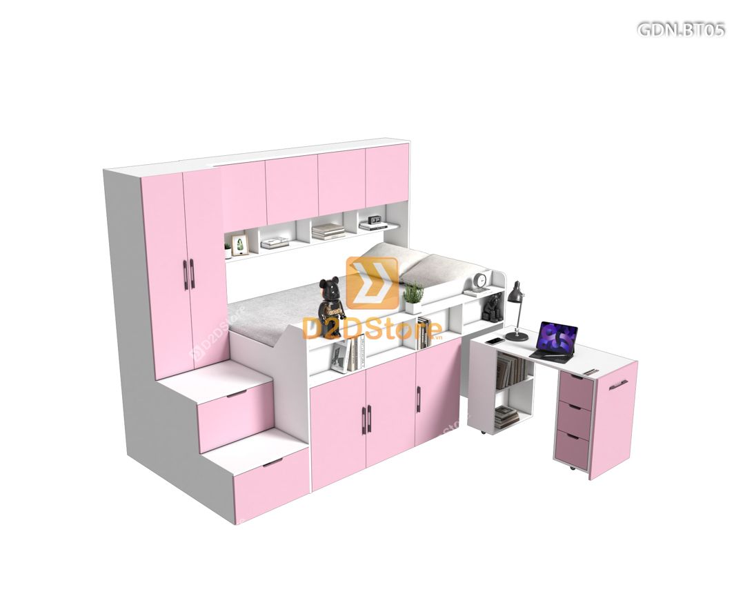  Giường ngủ kết hợp bàn học tủ áo GDN.BT05 