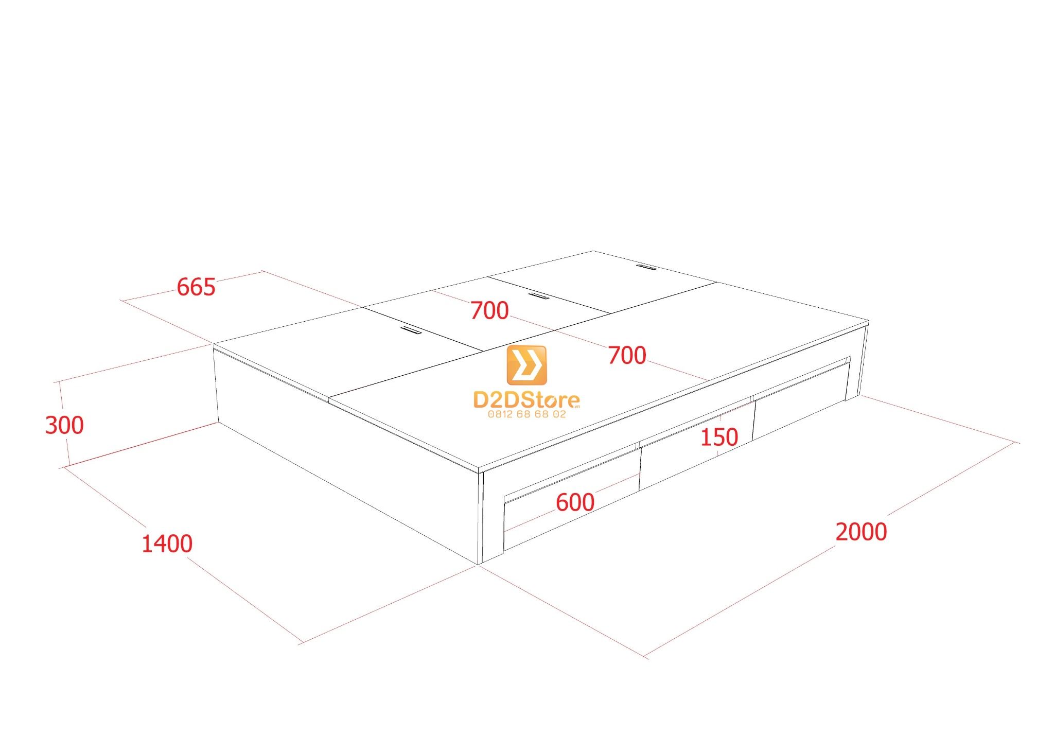  Giường ngủ dạng bục đa năng GN.GS04-1400 