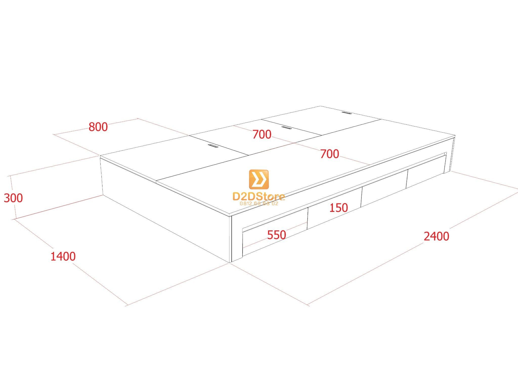  Giường ngủ dạng bục đa năng GN.GS04-1400 