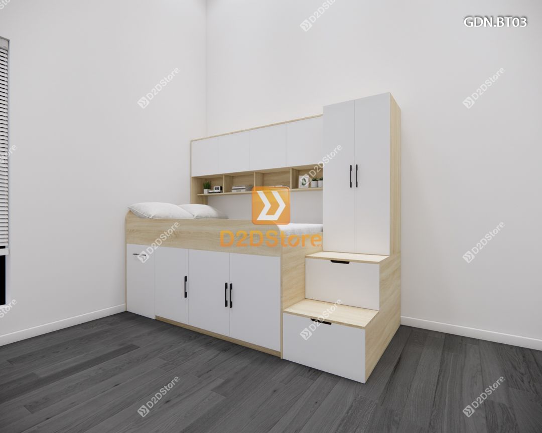  Giường ngủ kết hợp bàn học tủ áo GDN.BT03 
