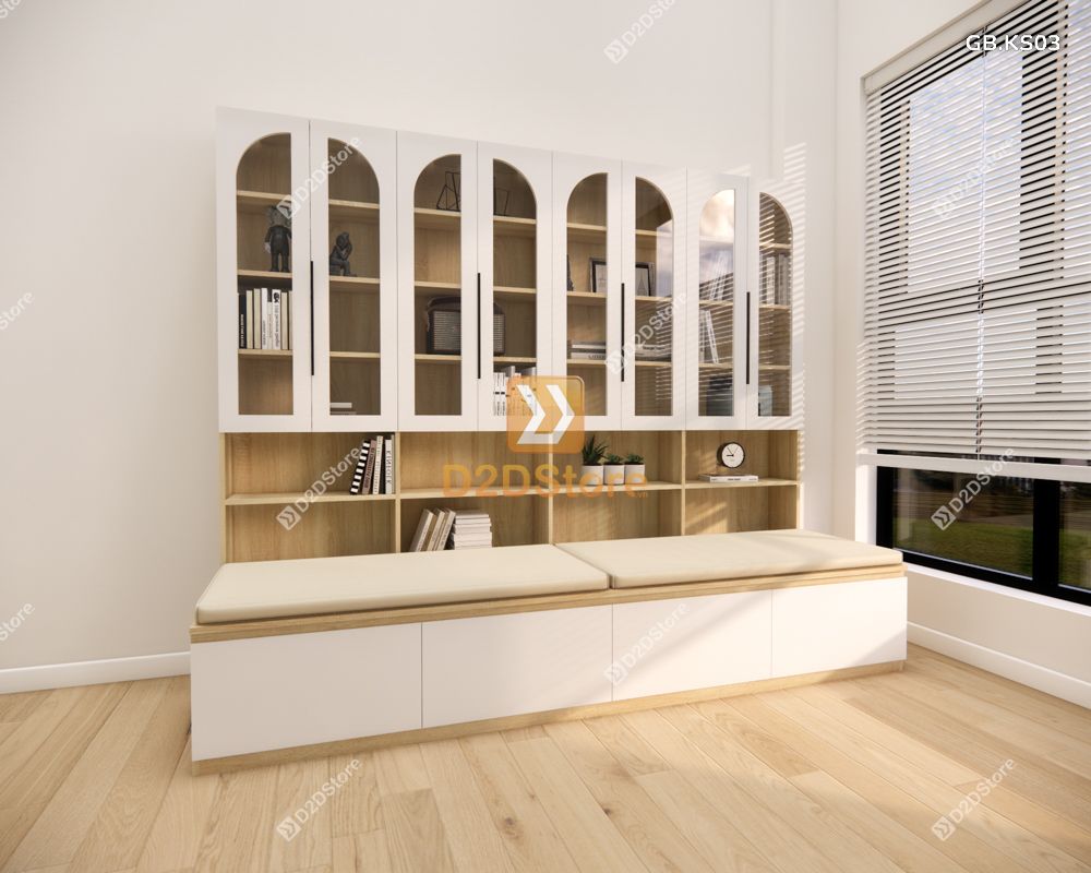  Ghế Bench kết hợp tủ kệ sách GB.KS03 