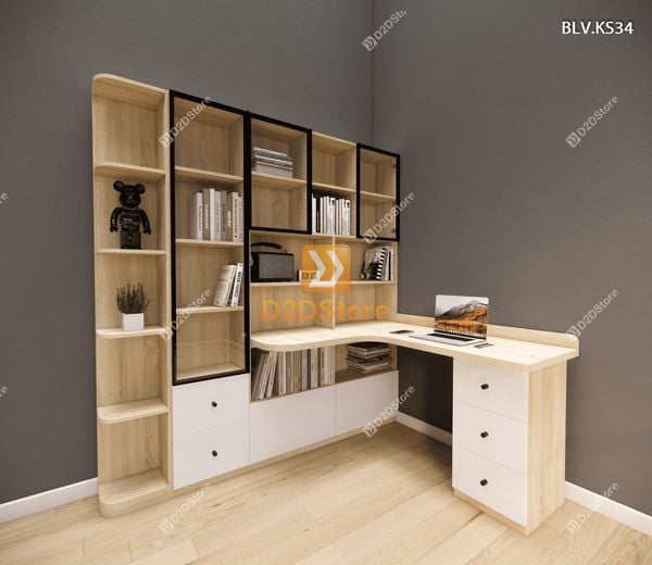 Bàn làm việc kết hợp kệ sách BLV.KS34