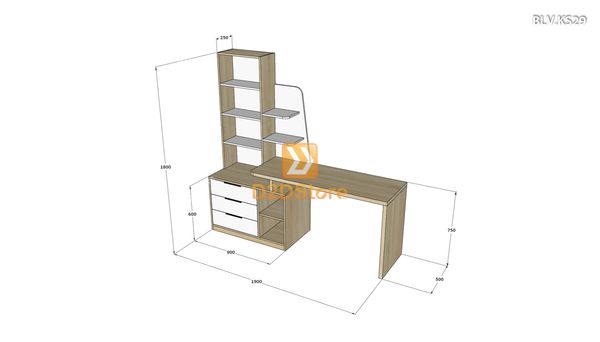 Bàn làm việc kết hợp kệ sách BLV.KS29