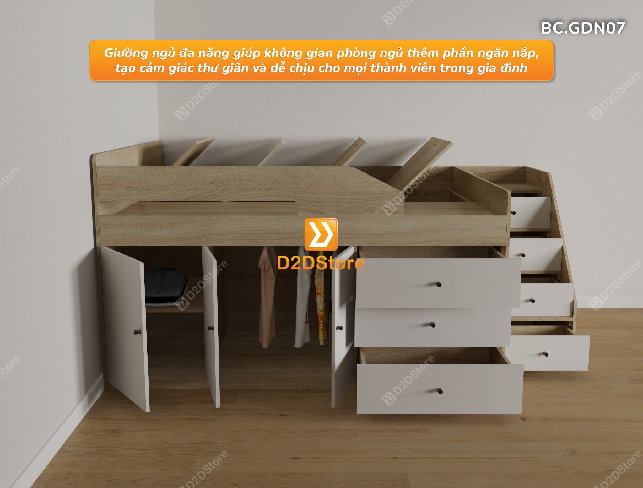  Giường đa năng thông minh nhiều kích thước mã BC.GDN07 