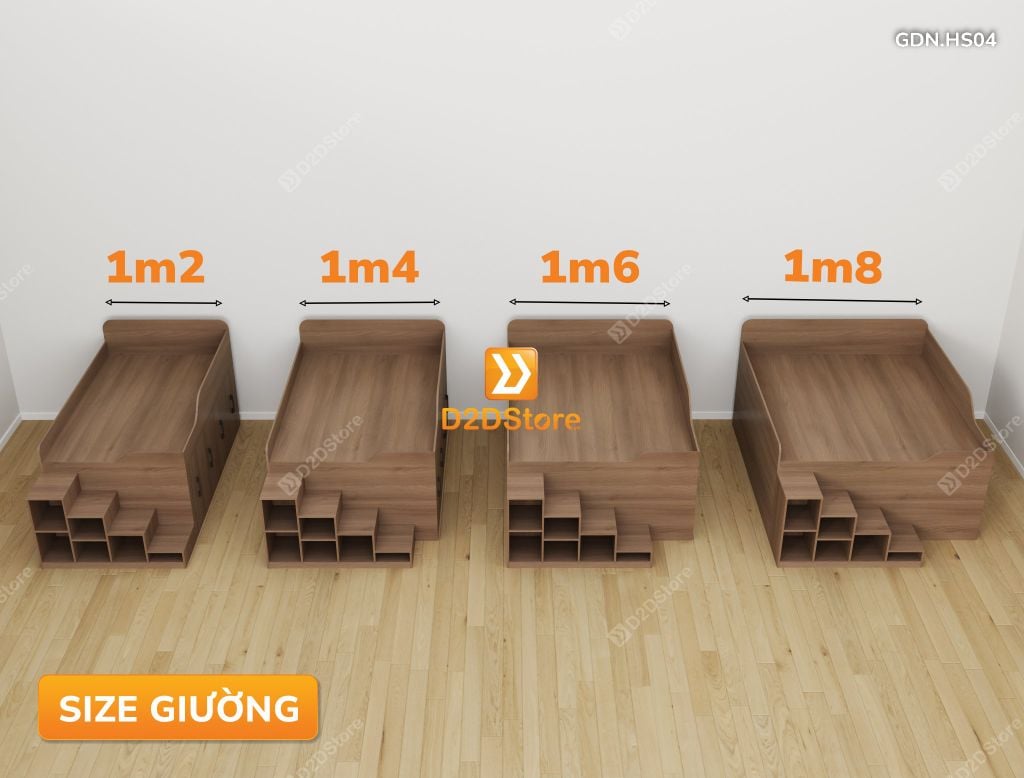 Giường đa năng thông minh kết hợp tủ kéo và bàn, cao 820mm, mã GDN.HS04