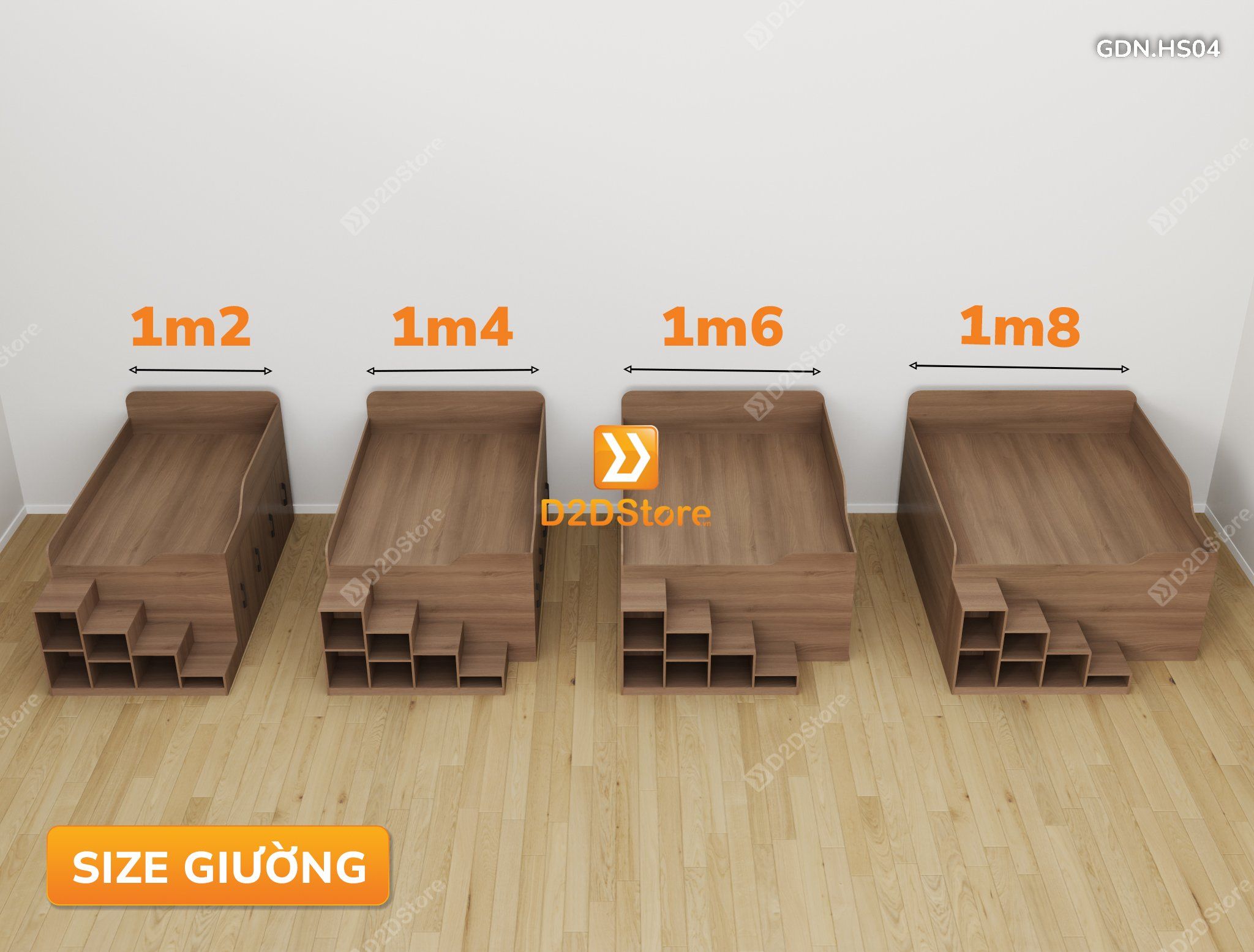  Giường đa năng thông minh kết hợp tủ kéo và bàn, cao 820mm, mã GDN.HS04 
