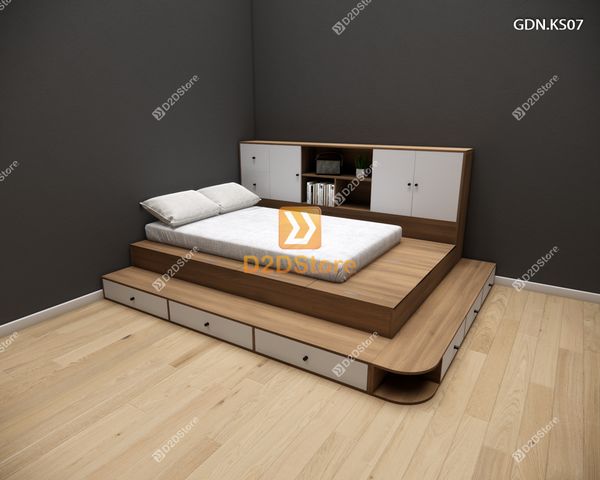 Giường ngủ kết hợp tủ kệ sách GDN.KS07