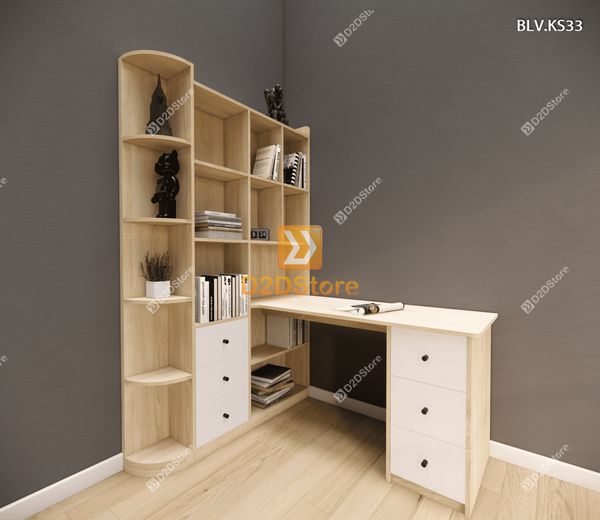 Bàn làm việc kết hợp kệ sách BLV.KS33