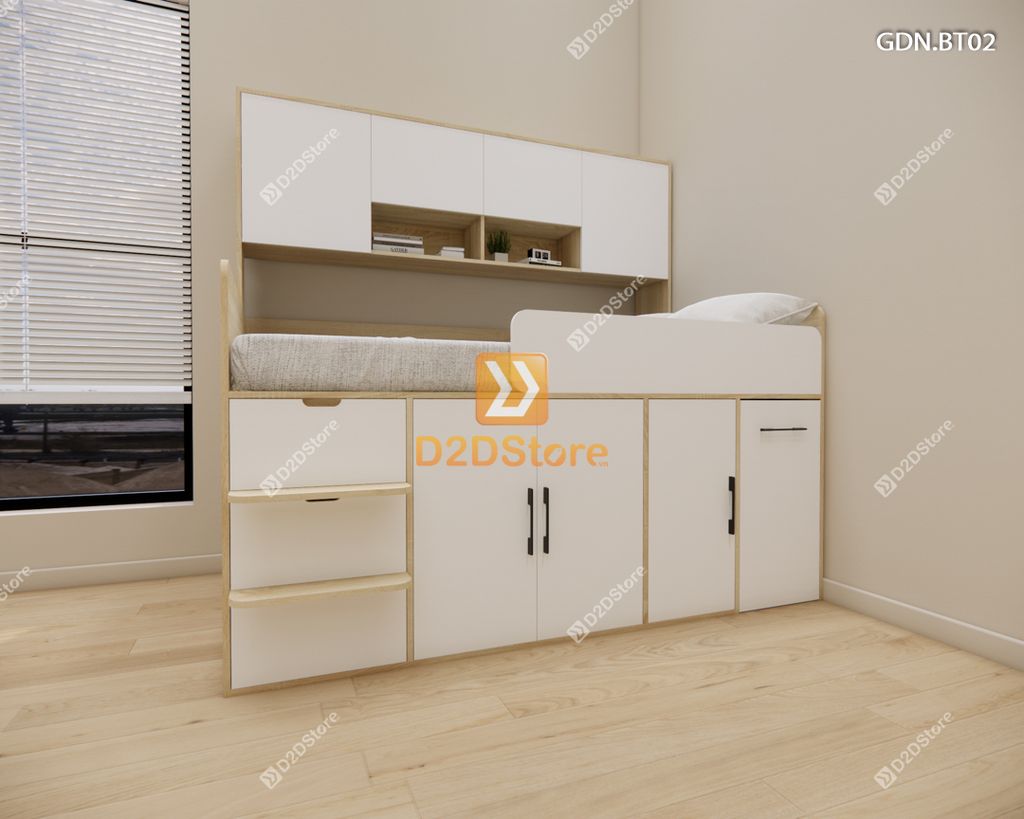 Giường ngủ kết hợp bàn học tủ áo GDN.BT02