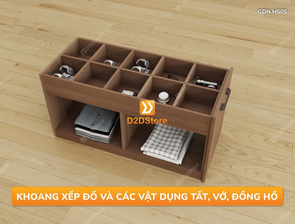 Giường đa năng thông minh kết hợp tủ kéo và bàn, cao 600mm, mã GDN.HS05