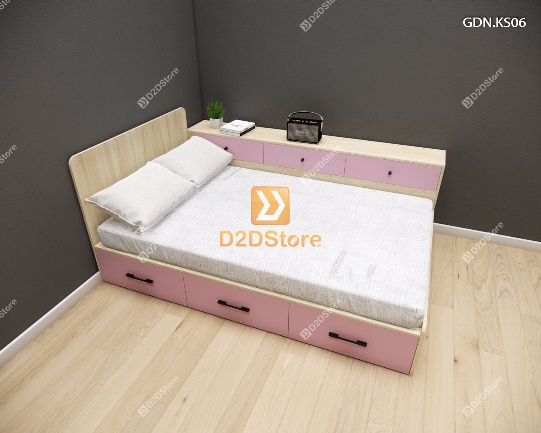  Giường ngủ kết hợp tủ kệ sách GDN.KS06 