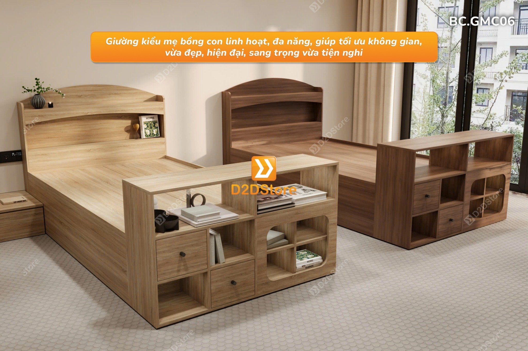  Giường kéo 2 tầng thông minh nhiều kích thước mã BC.GMC06 