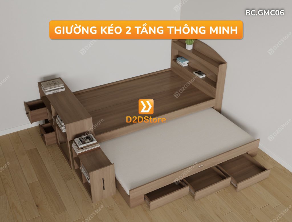 Giường kéo 2 tầng thông minh nhiều kích thước mã BC.GMC06