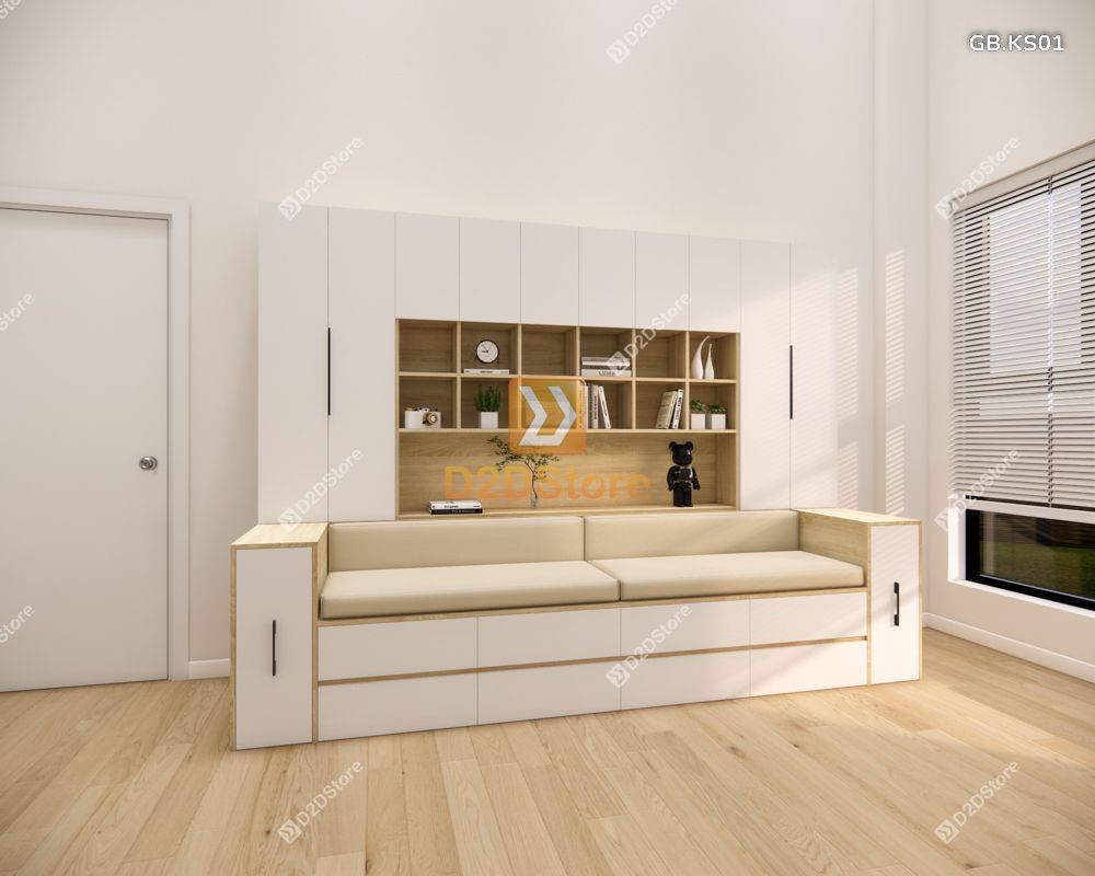  Ghế Bench kết hợp tủ kệ sách GB.KS01 
