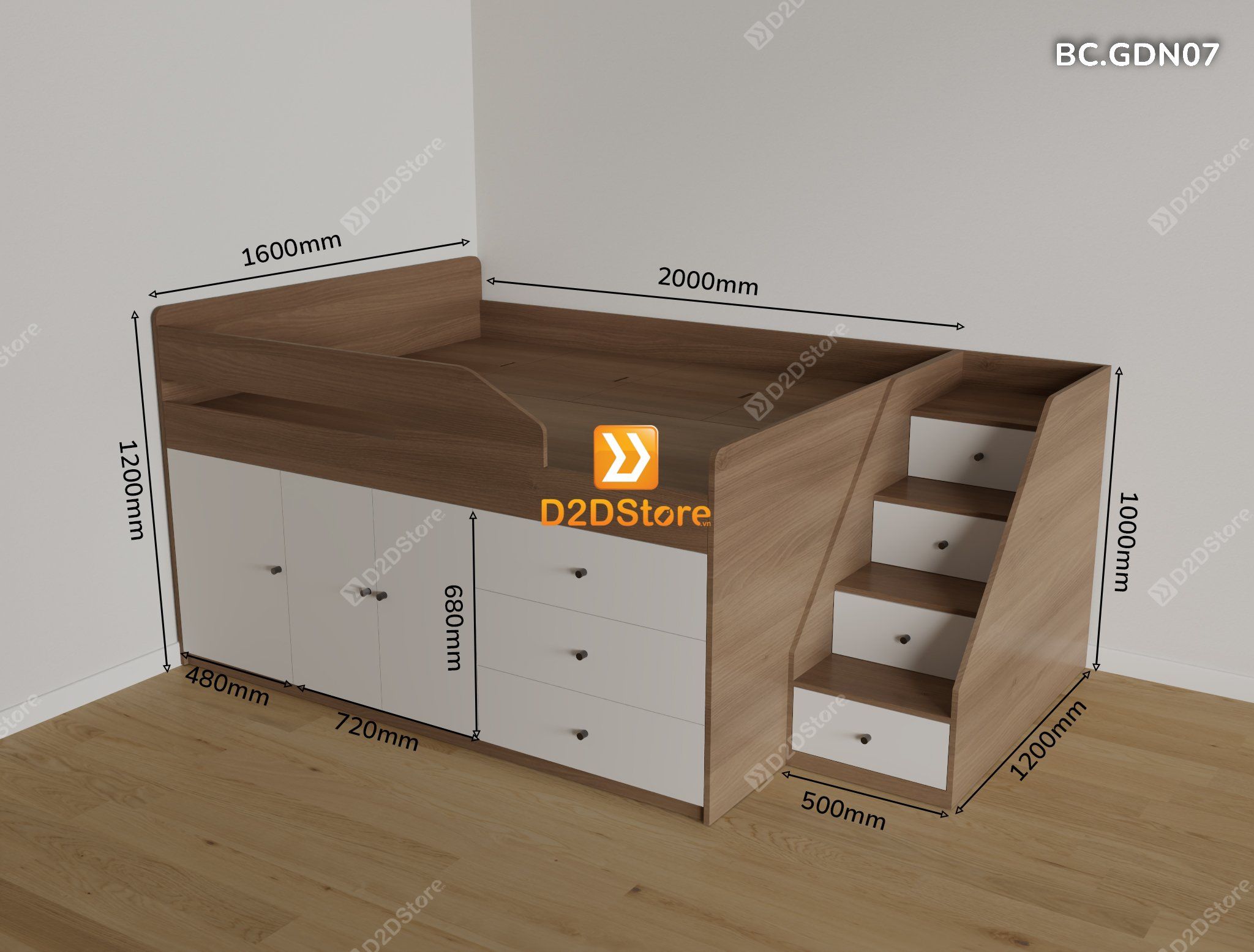  Giường đa năng thông minh nhiều kích thước mã BC.GDN07 