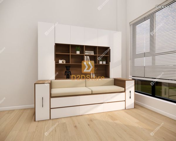 Ghế Bench kết hợp tủ kệ sách GB.KS02