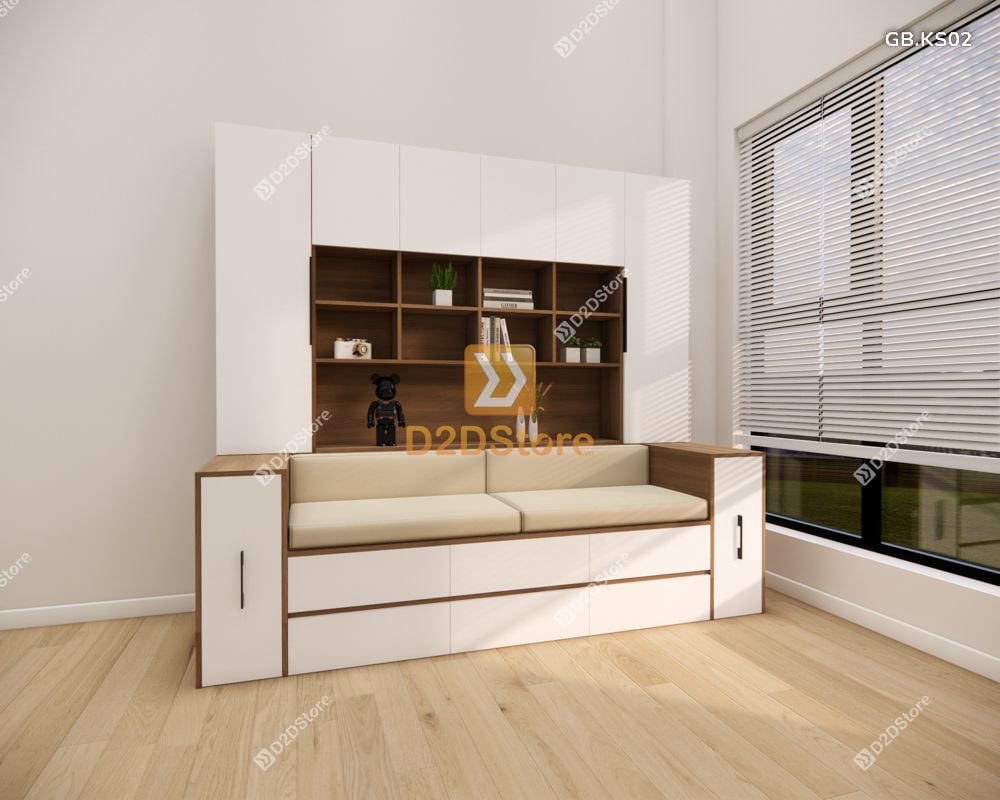  Ghế Bench kết hợp tủ kệ sách GB.KS02 