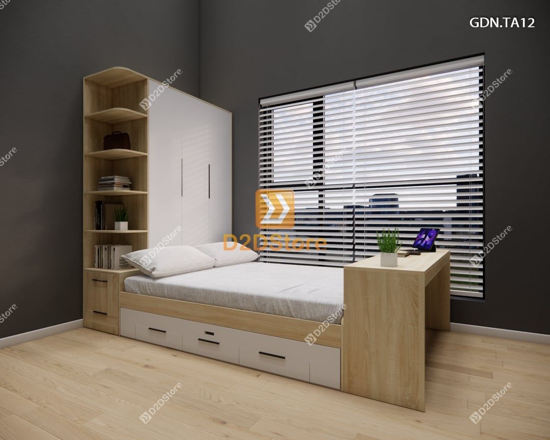  Giường ngủ kết hợp tủ áo GDN.TA12 
