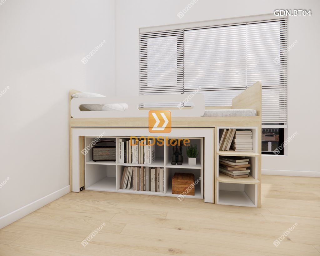 Giường ngủ kết hợp bàn học tủ áo GDN.BT04