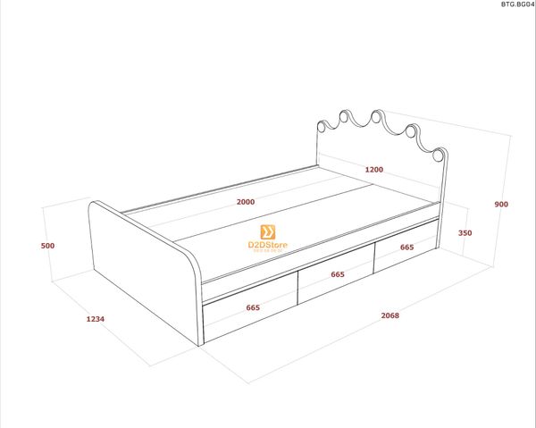 Bộ giường tủ phòng ngủ bé gái BTG.BG04