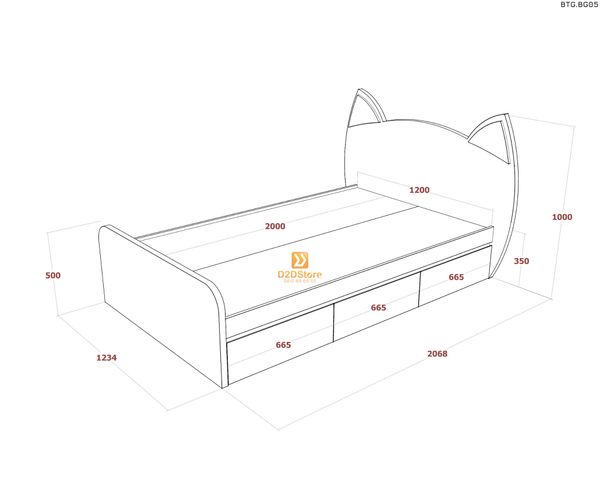 Bộ giường tủ phòng ngủ bé gái BTG.BG05