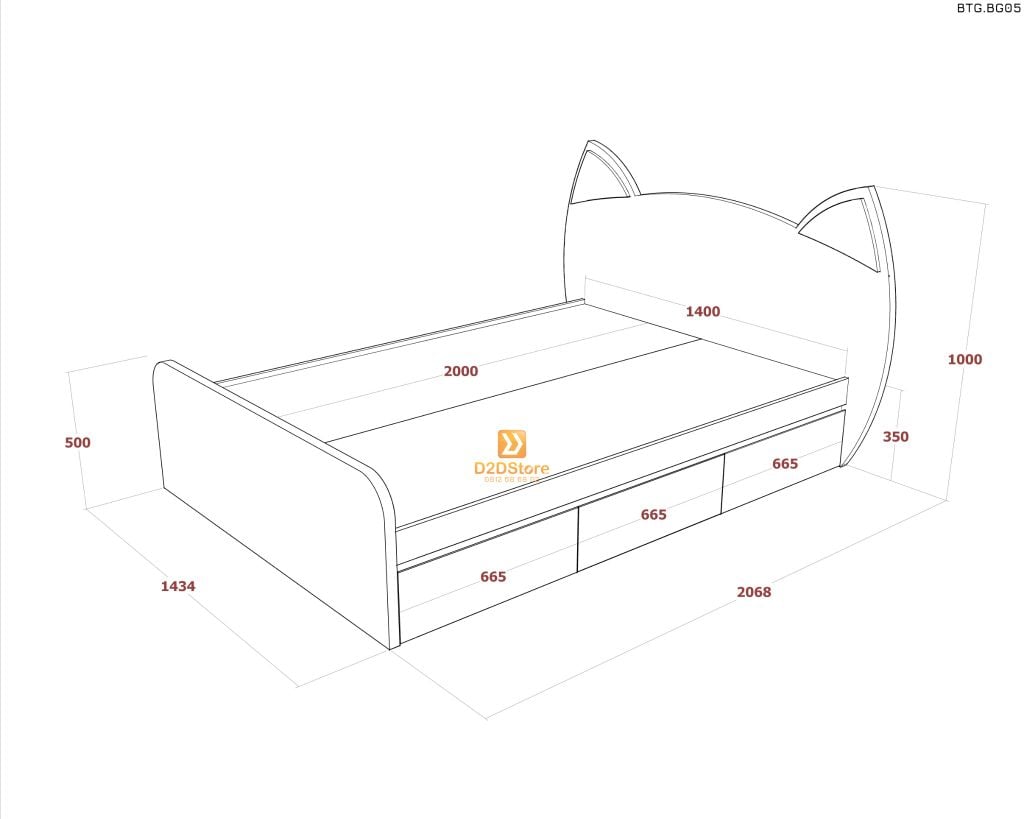 Bộ giường tủ phòng ngủ bé gái BTG.BG05