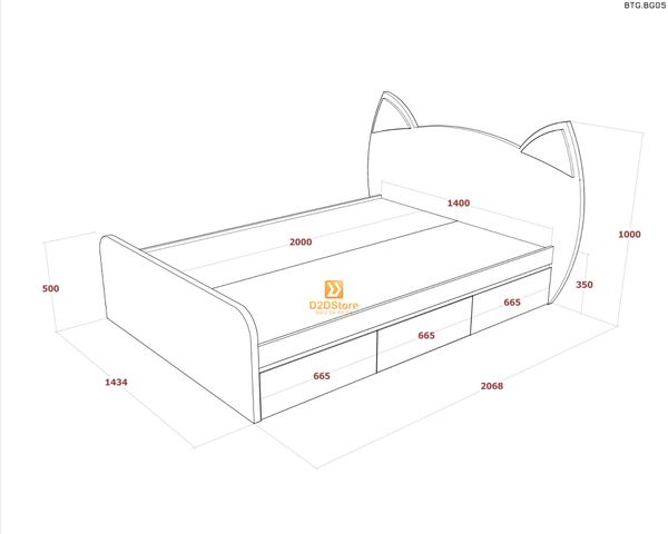 Bộ giường tủ phòng ngủ bé gái BTG.BG05