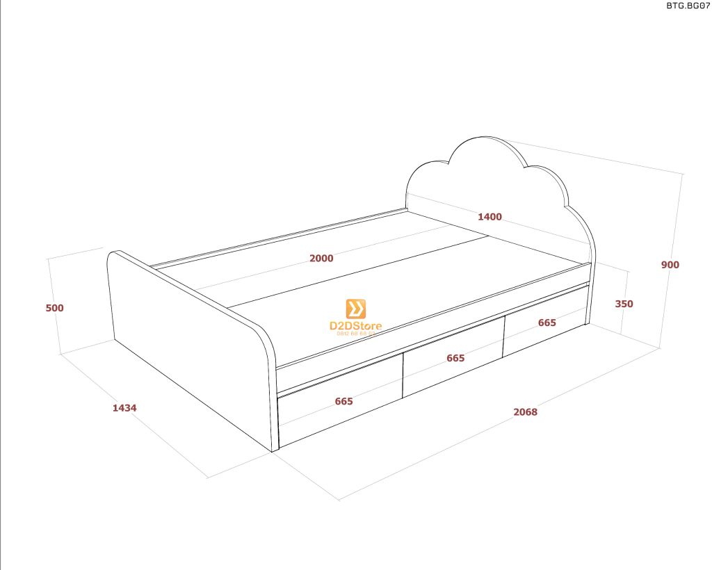 Bộ giường tủ phòng ngủ bé gái BTG.BG07