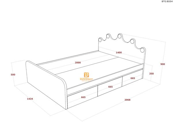 Bộ giường tủ phòng ngủ bé gái BTG.BG04