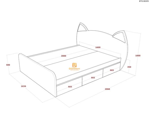 Bộ giường tủ phòng ngủ bé gái BTG.BG05