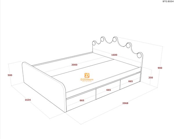 Bộ giường tủ phòng ngủ bé gái BTG.BG04