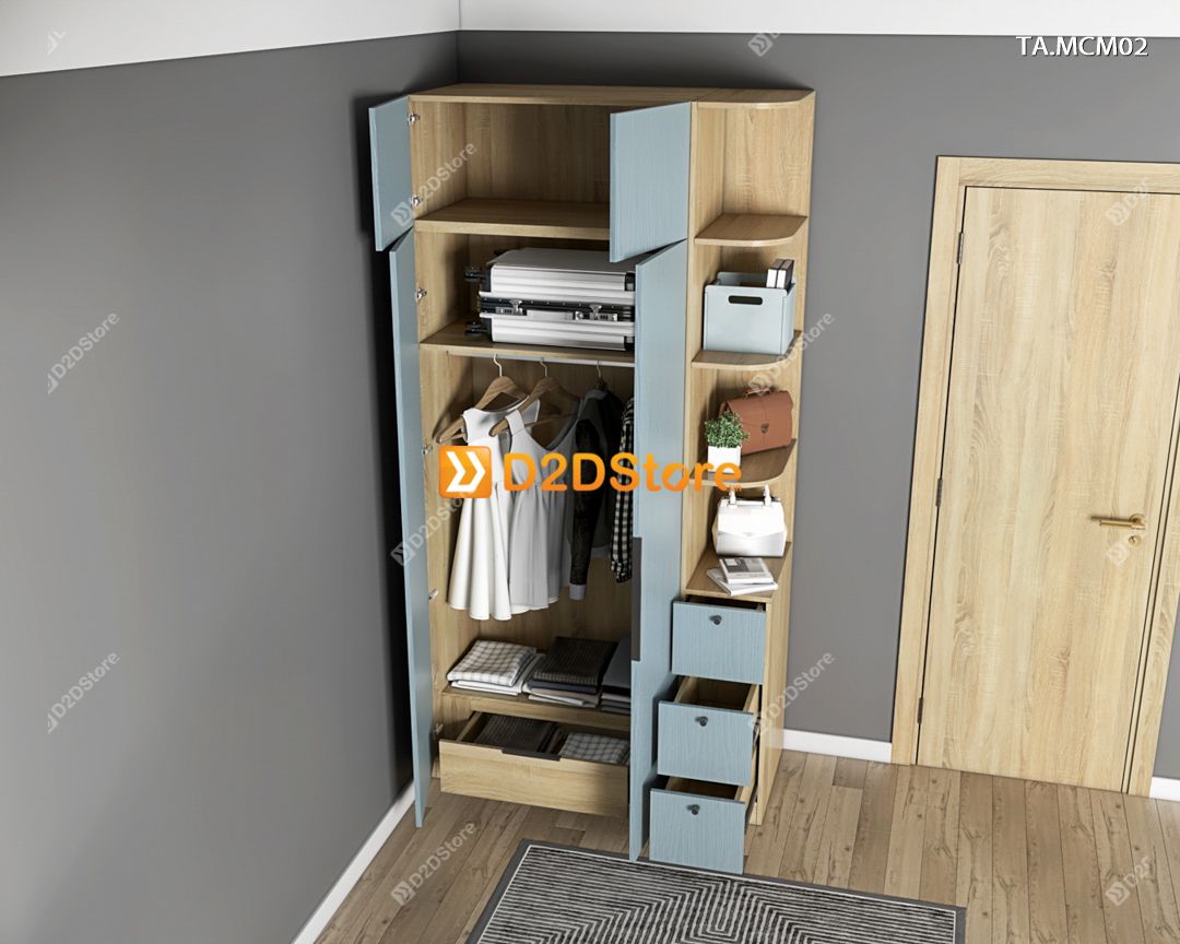  Tủ quần áo gỗ phủ melamine cánh mở TA.MCM02 
