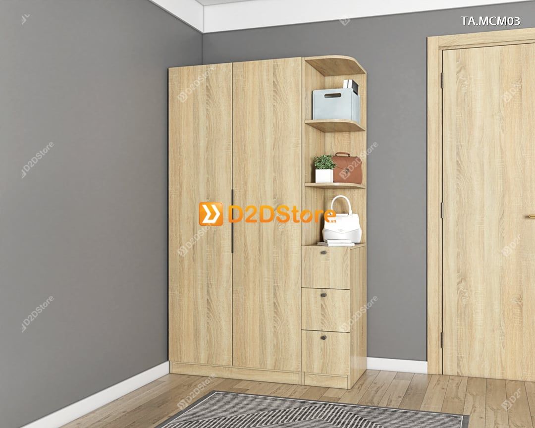  Tủ quần áo gỗ phủ melamine cánh mở TA.MCM03 