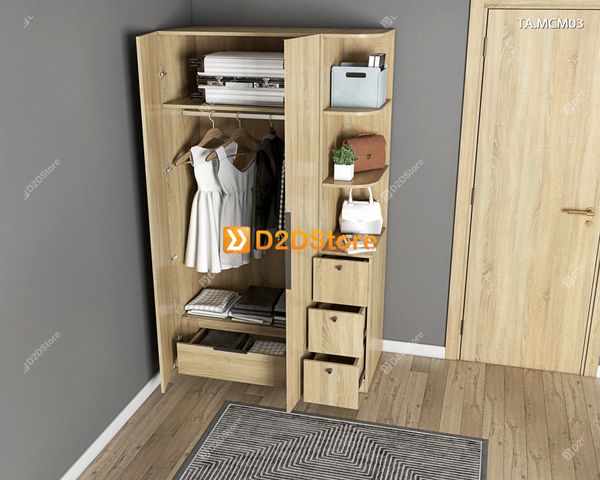 Tủ quần áo gỗ phủ melamine cánh mở TA.MCM03