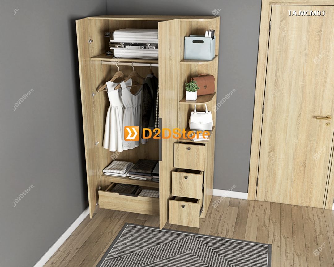  Tủ quần áo gỗ phủ melamine cánh mở TA.MCM03 