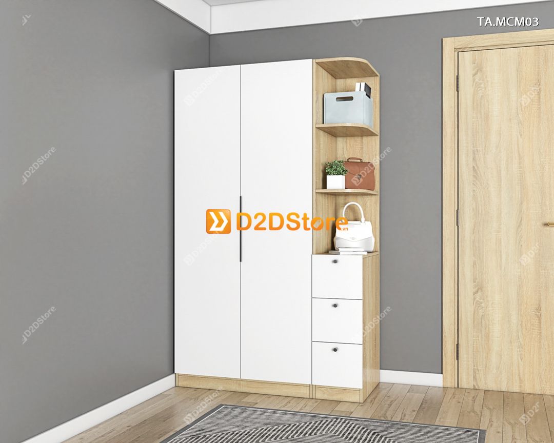  Tủ quần áo gỗ phủ melamine cánh mở TA.MCM03 