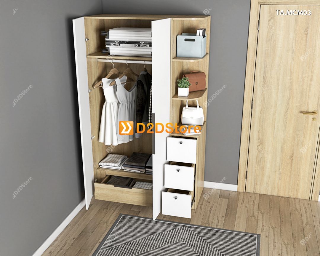  Tủ quần áo gỗ phủ melamine cánh mở TA.MCM03 