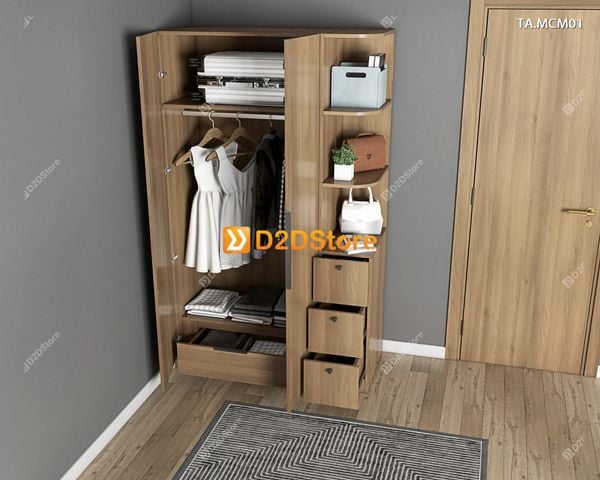 Tủ quần áo gỗ phủ melamine cánh mở TA.MCM01
