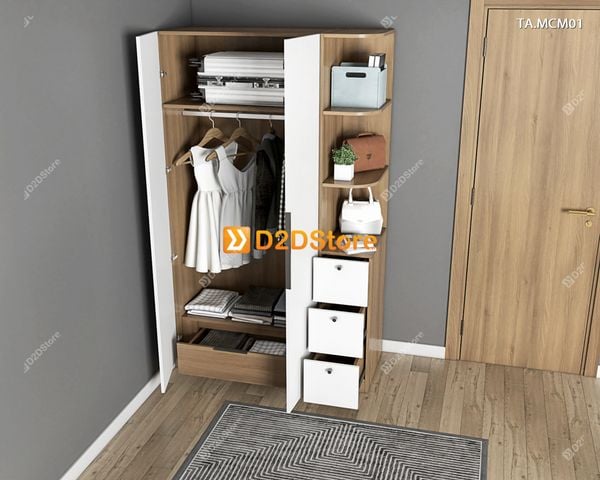 Tủ quần áo gỗ phủ melamine cánh mở TA.MCM01