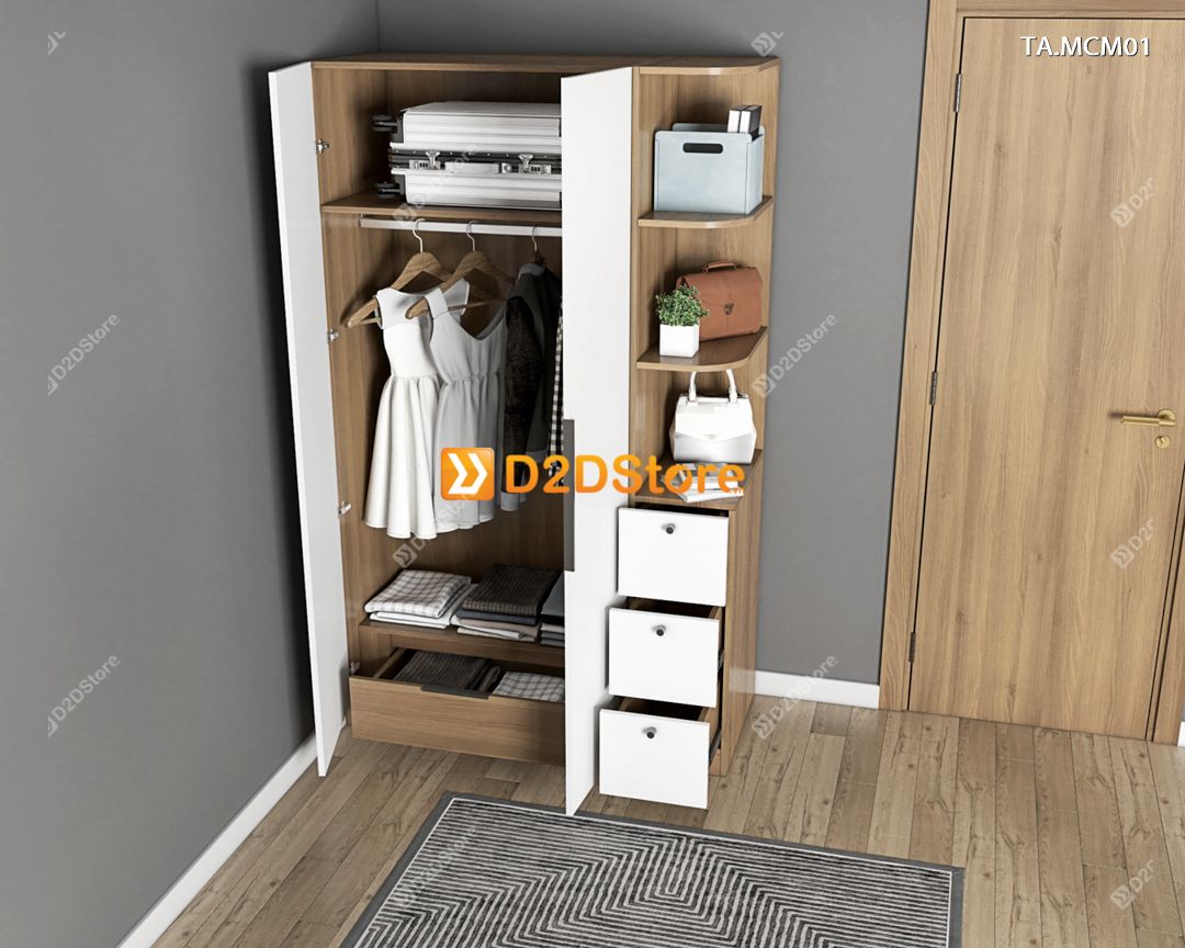  Tủ quần áo gỗ phủ melamine cánh mở TA.MCM01 
