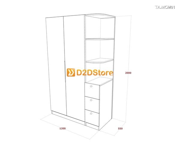 Tủ quần áo gỗ phủ melamine cánh mở TA.MCM01