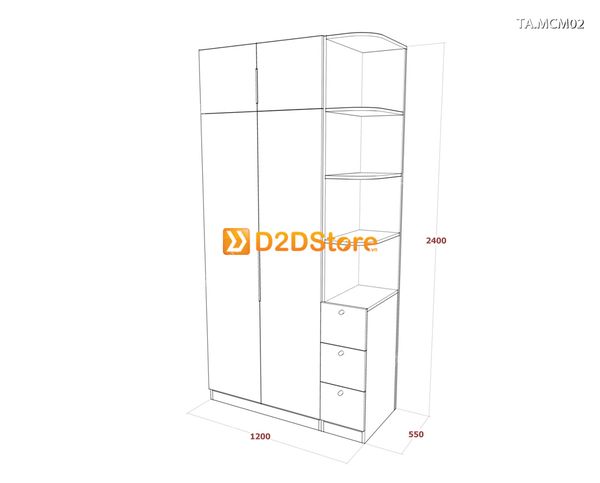 Tủ quần áo gỗ phủ melamine cánh mở TA.MCM02