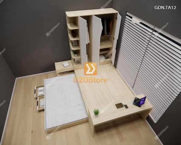 Giường ngủ kết hợp tủ áo GDN.TA12