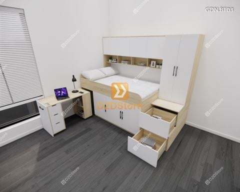 Giường ngủ kết hợp bàn học tủ áo GDN.BT03