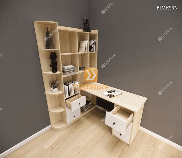 Bàn làm việc kết hợp kệ sách BLV.KS33