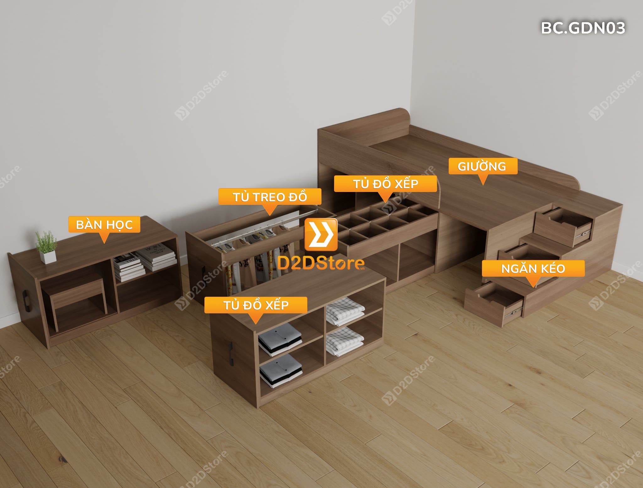  Giường đa năng thông minh nhiều kích thước mã BC.GDN03 