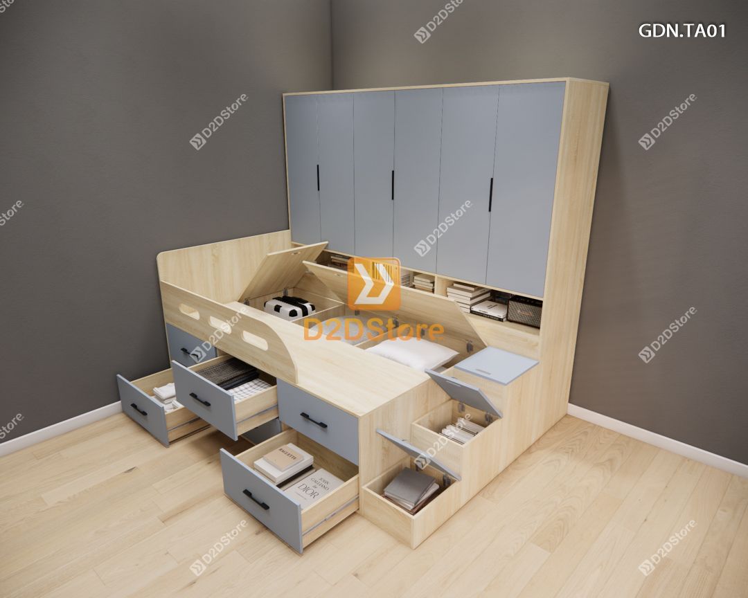  Giường ngủ kết hợp tủ áo GDN.TA01 