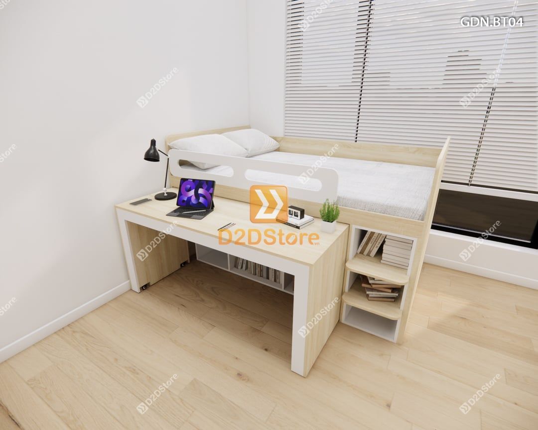  Giường ngủ kết hợp bàn học tủ áo GDN.BT04 